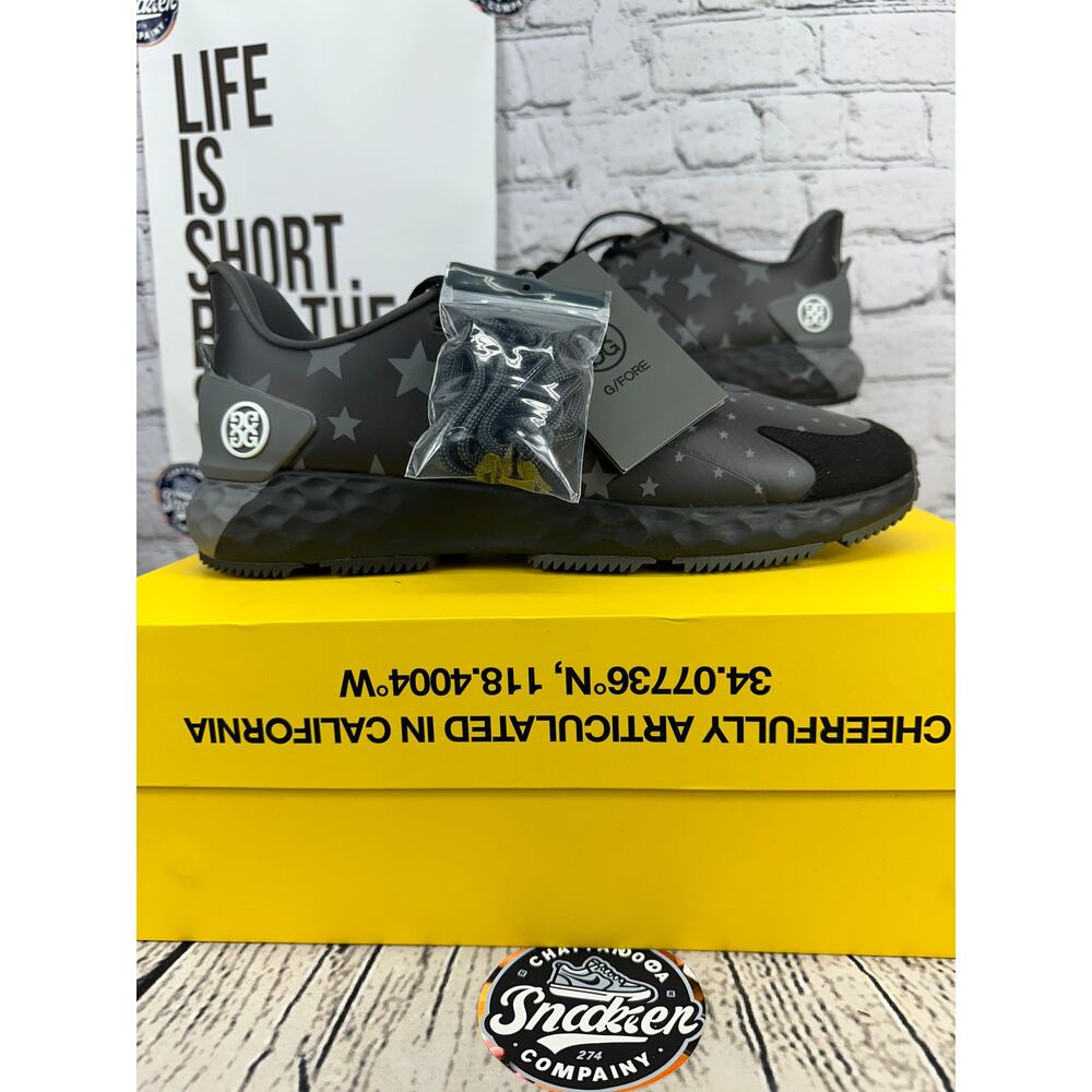 G/FORE Gfore MG4 MG4+ Star Golf Shoes Mens 8.5 Black Onyx Gray Grey Cleats NEW